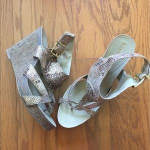 BCBGeneration Snakeskin Cork Wedges